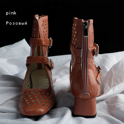 Gold Gladiator Sandals Platform Beige Summer Mesh Grid Ankle Boots Roman Sandals For Woman Genuine Leather