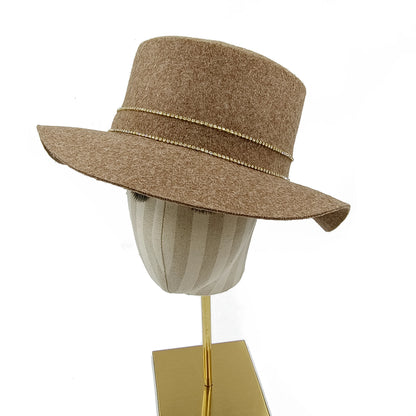 Zipper shallow  fedora hat  woolen hat ladies European punk chain novelty