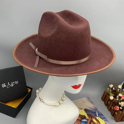 Zipper shallow  fedora hat  woolen hat ladies European punk chain novelty