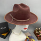 Zipper shallow  fedora hat  woolen hat ladies European punk chain novelty