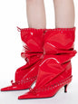 Pointed Strap Design Large Barrel High Heel Fashion Western Cowboy Women's Short Boots