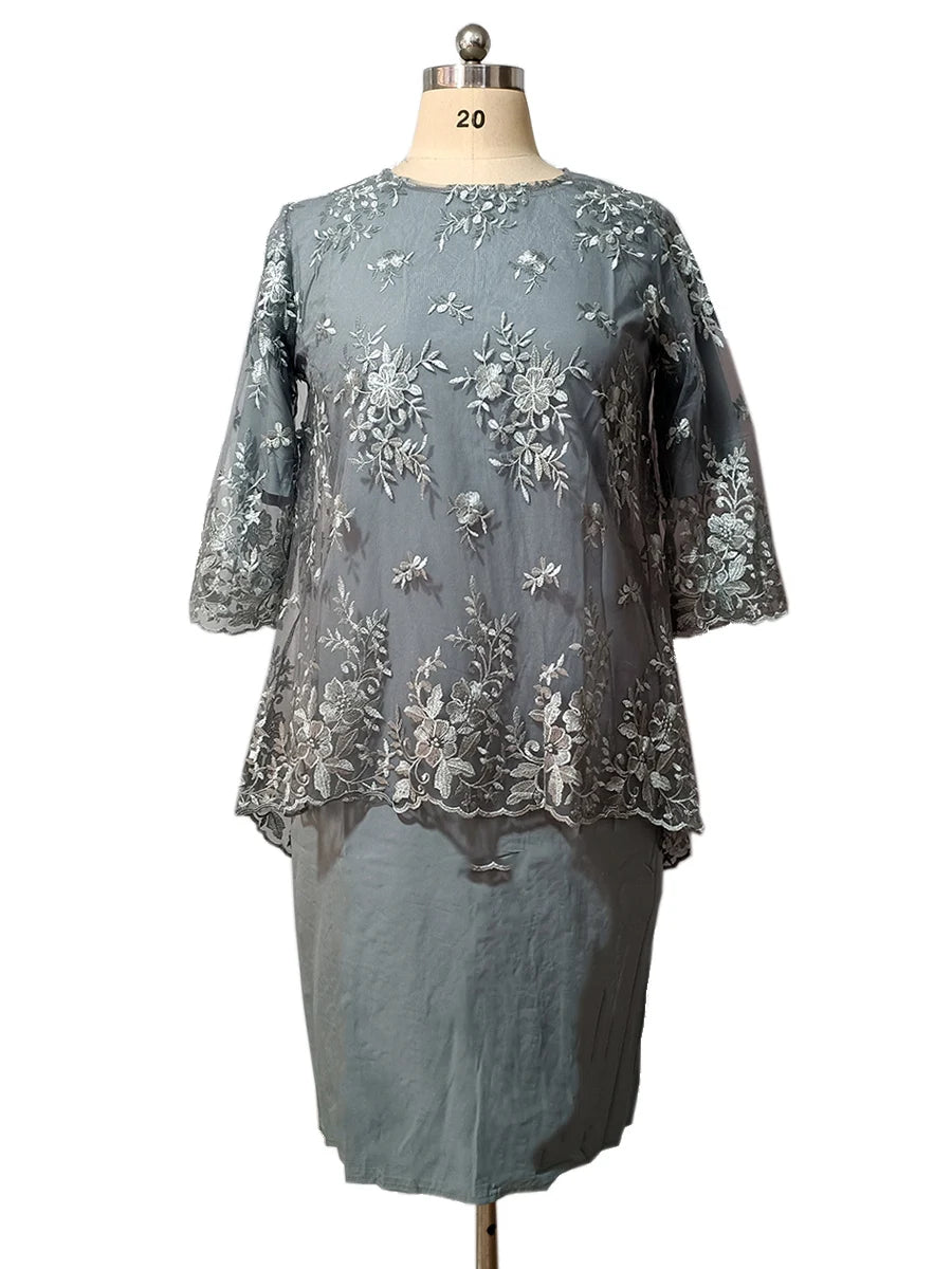Formal Party Dresses for Ladies From 50 To 60 Years Embroidery Floral Luxury Wedding Guest Church Dresses