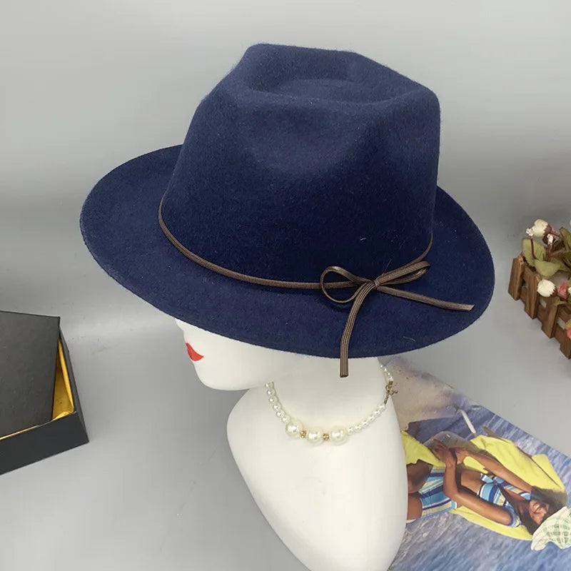 Zipper shallow  fedora hat  woolen hat ladies European punk chain novelty