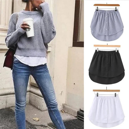 Women Extender Fake Shirt Tail Skirt Blouse Tail Hem Soft Detachable Underskirt Sweater Hemline