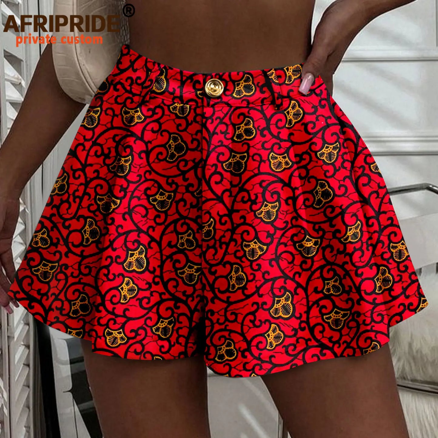 Women's Running Shorts Elastic High Waisted Shorts with Pockets  Short Pants African Ankara Print