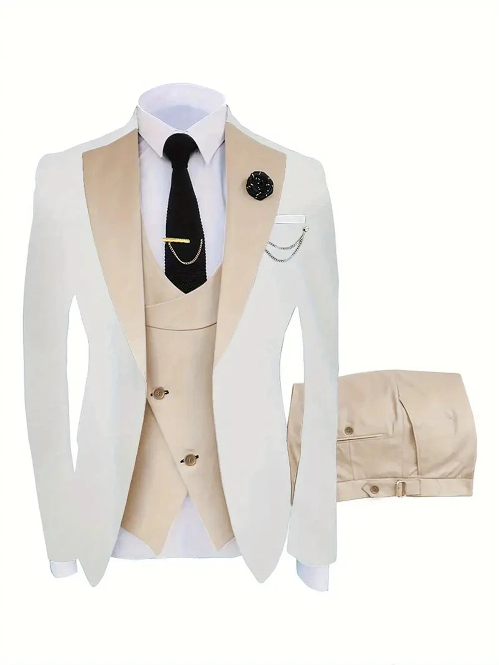 Men's Suits 3 Piece Groom Slim Fit Wedding Prom Party Tuxedo Elegant Formal Events Dress Suit