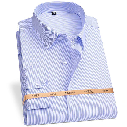 Men Shirt Long Sleeve Casual Big Size Shirts for Men Office Blue White Shirts