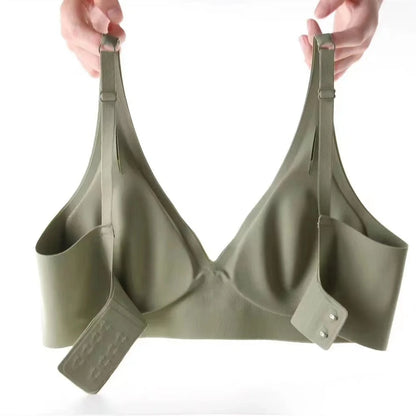 Soft Support Jelly Glue French Deep V Underwear Women's No Steel Ring Small Chest Gathered  Bra