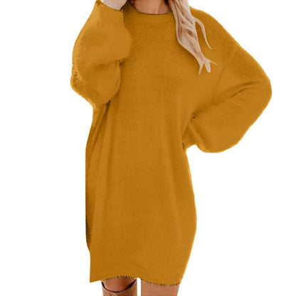Winter Sweater Knit Crewneck Warm Long Sleeve Casual Sweatshirts Dress