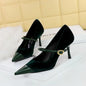 Stylish Party Pumps Embellishments T-strap Buckle Shoes