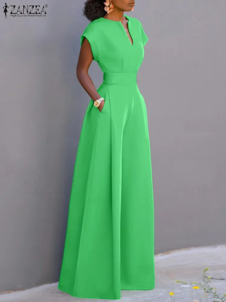 Overalls Women Elegant Jumpsuits Short Sleeve