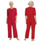 Elderly Special Need Adaptive Jumpsuit Short Sleeve Side Pockets Long Pants  Anti-Strip Unitard