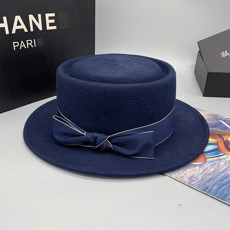 Zipper shallow  fedora hat  woolen hat ladies European punk chain novelty