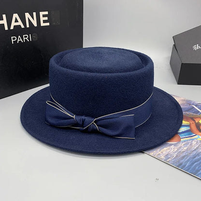 Zipper shallow  fedora hat  woolen hat ladies European punk chain novelty