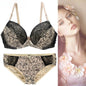 plus Size Bra Set  Full Cup Wireless Push up Bra And Briefs Combo Floral Print Fabric Breathable