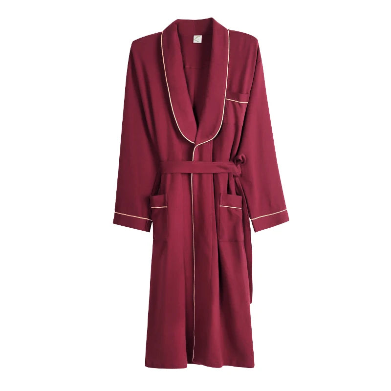 Spring/ Autumn Bathrobe Men 100% Cotton sleep top Kimono Robes  Long Bath Robe
