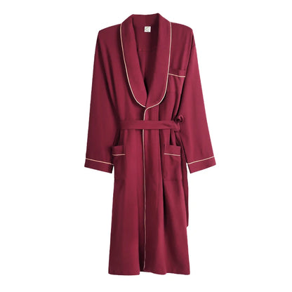 Spring/ Autumn Bathrobe Men 100% Cotton sleep top Kimono Robes  Long Bath Robe