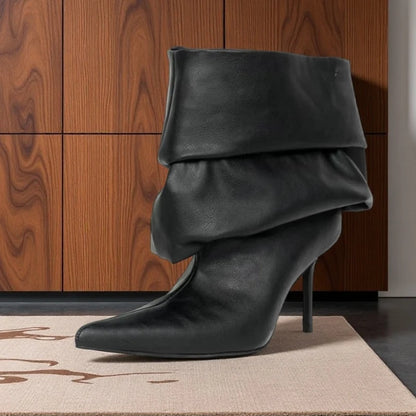 Sexy Snake Pattern Pleated High-heeled Sleeve Boots for Women