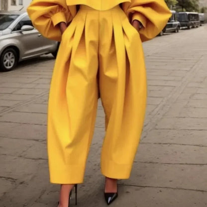 Elegant Women's Sets Yellow Two Piece Set