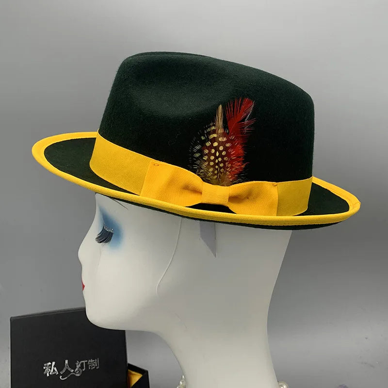 Zipper shallow  fedora hat  woolen hat ladies European punk chain novelty
