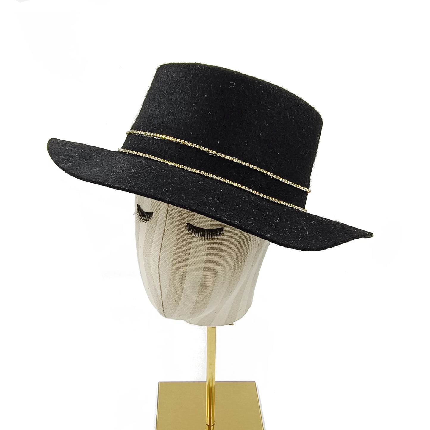 Zipper shallow  fedora hat  woolen hat ladies European punk chain novelty