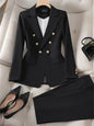 Elegant Office Ladies Two Piece Sets  Double Breasted