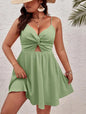 Plus Size Vacation Casual Solid Twist Hollow Out Strap Dress