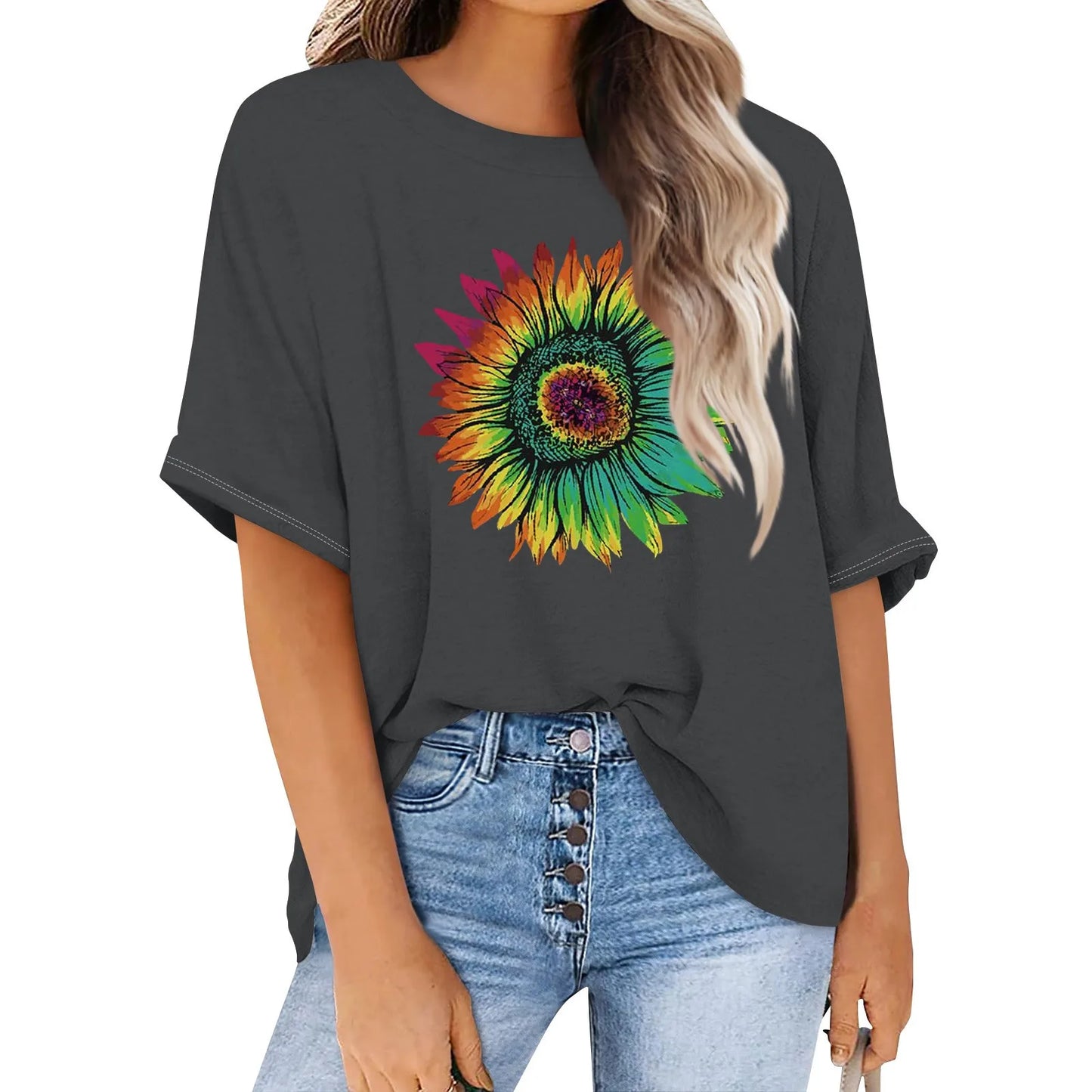 Retro T-Shirt Drop-Shoulder Sleeve Men Women