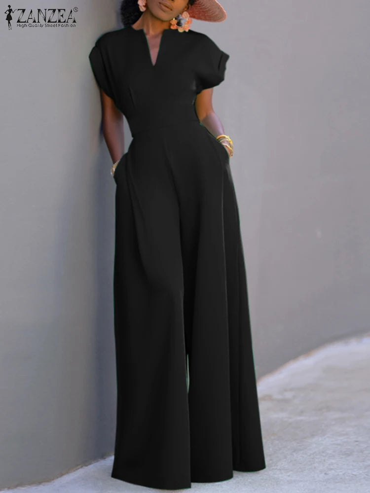 Overalls Women Elegant Jumpsuits Short Sleeve