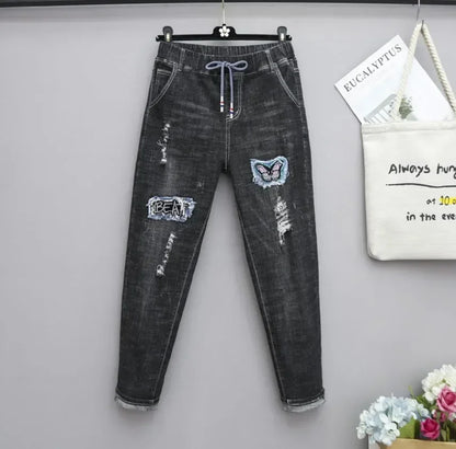 Plus Size jeans for Women Mom Jeans Woman Elastic High Waist Blue Baggy Jeans