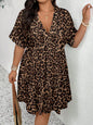 Women Plus Size V-Neck Polka Dot Casual Flowy Dress Summer