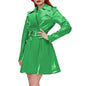 Women's Shiny PVC Leather Belted Trench Coat, Turn-down Collar Coats, Large Size, Latex Look Jackets