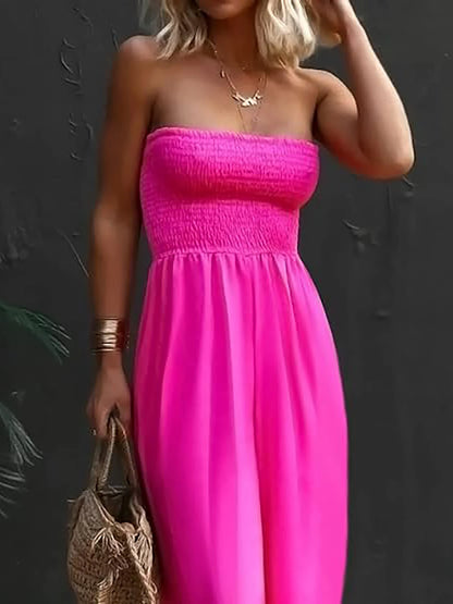 Women Sleeveless Strapless Wide Leg Jumpsuits