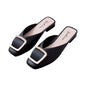 Flat Retro Women Sandals Fashion Spring And Summer Solid Color Round Toe Shoes Non Slip  Simple Metal Women Shoes