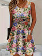Women Summer Sleeveless Bohemian Dress Fashion Imitate Cowboy Vest  Casual Tank Beach Dresses