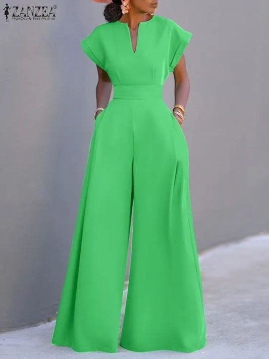 Overalls Women Elegant Jumpsuits Short Sleeve