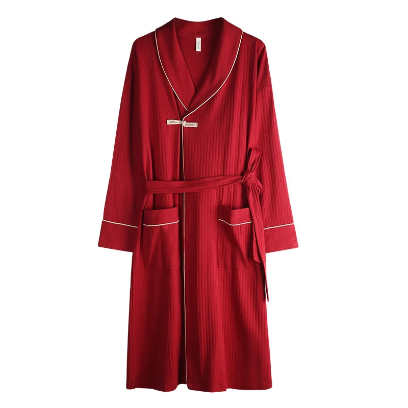 Spring/ Autumn Bathrobe Men 100% Cotton sleep top Kimono Robes  Long Bath Robe