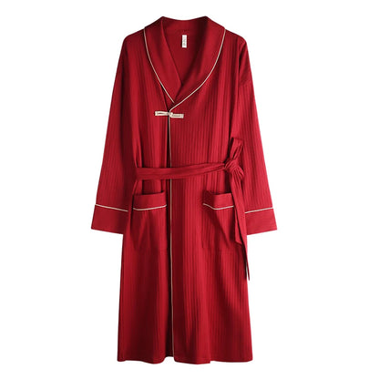 Spring/ Autumn Bathrobe Men 100% Cotton sleep top Kimono Robes  Long Bath Robe