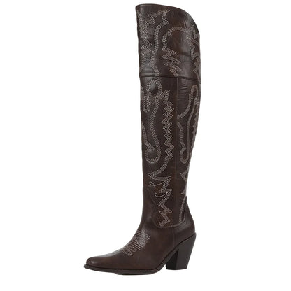 Vintage Western Cowboy Boots For Womens Fashion Embroidered Pointed Toe
