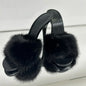 Mink fur high heels for women, sexy fish mouth leather party sandals for women