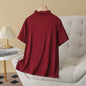 Temperament Half High Neck Solid Color Short Sleeve Tees Plus Size Women's Base T-shirt