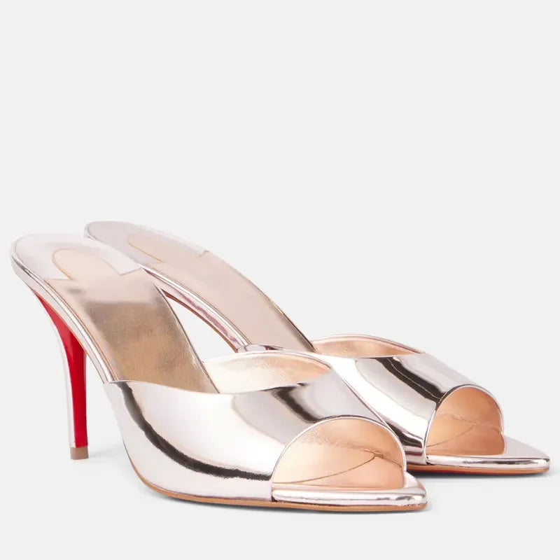 Women  Pointed Open Toe Roman Sandals Metal Sexy Women's Shoes