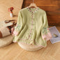 Casual Loose Blouse Shirt Women  Vintage Embroidery Woman Shirt
