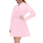 Women's Shiny PVC Leather Belted Trench Coat, Turn-down Collar Coats, Large Size, Latex Look Jackets