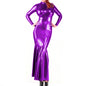 Shiny Metallic Party Evening Gown Dress High Neck Long Sleeve Mermaid Dress