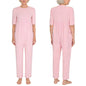Elderly Special Need Adaptive Jumpsuit Short Sleeve Side Pockets Long Pants  Anti-Strip Unitard