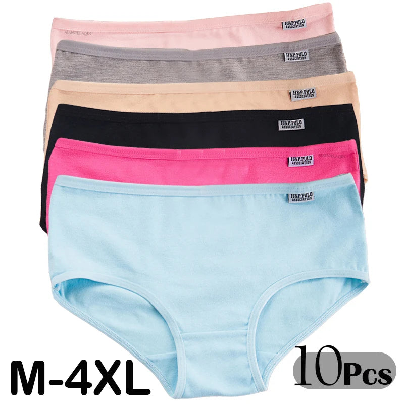 10Pcs/Lot Plus Size Panties for Women Breathable Brief