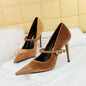 Stylish Party Pumps Embellishments T-strap Buckle Shoes