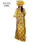 African Dresses For Women 3/4 Sleeve Plus Size Dress With Scarf