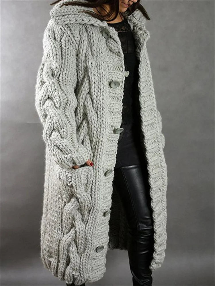 Oversized Cardigan Women Autumn Winter Thick Long Knit Sweater